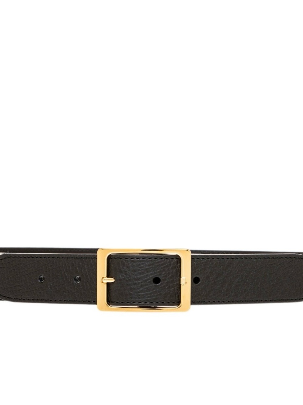 Burberry Reversible Black Leather Belt with Gold Square Buckle